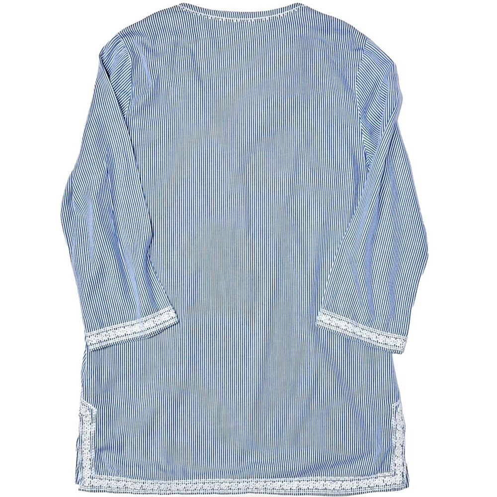 J. McLaughlin Blue Striped Lace Trim Blouse Tunic 3/4 Sleeve Women's Size S (A1) - Picture 10 of 16